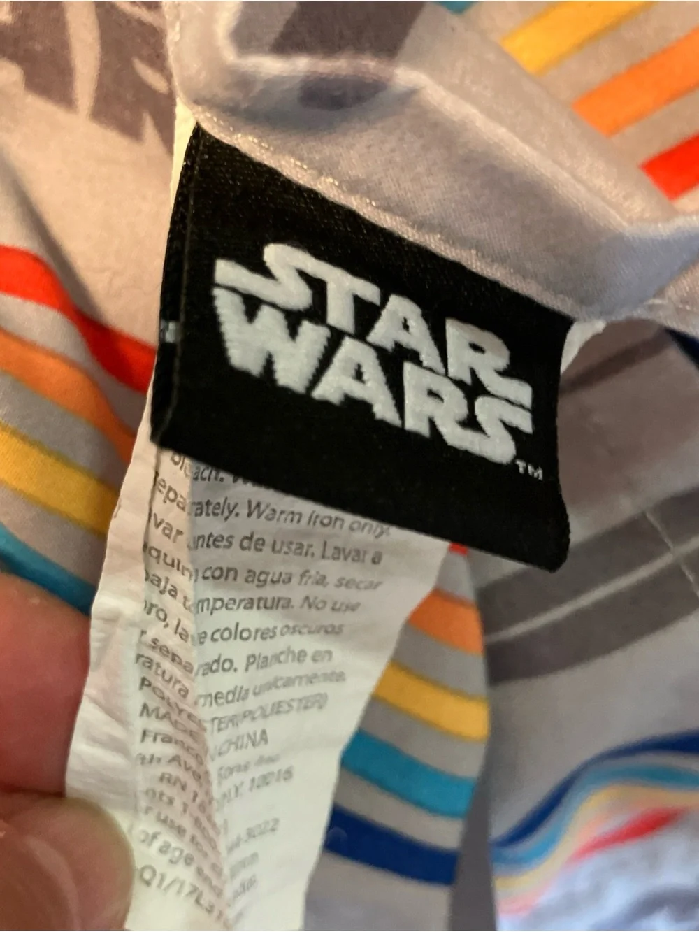 Star Wars Kids Bib in Light Blue with Rainbow Stripes